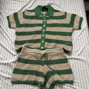 Zara Green/Tan Crochet Set